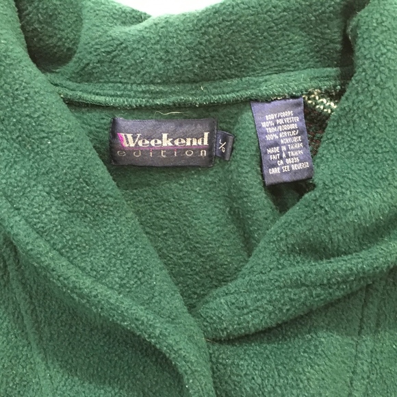 Green Snowflake Fleece Shawl Collar Large - Picture 3 of 6